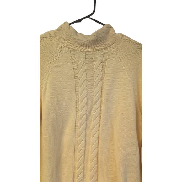 Pendleton Cotton mockneck cableknit yellow raglan sweater size Large - Picture 4 of 8